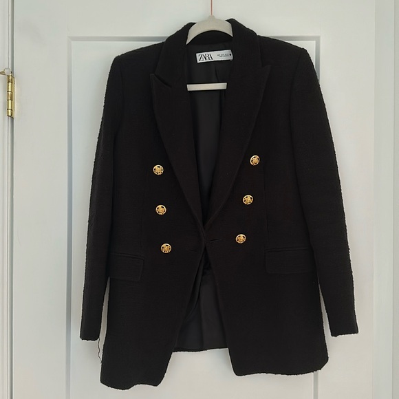 Zara Button Textured Weave Blazer - Picture 3 of 5
